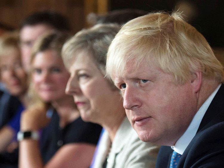 Foreign Secretary Boris Johnson attends a cabinet meeting hosted by Theresa May at the Prime Minister&#39;s country retreat Chequers in Buckinghamshire