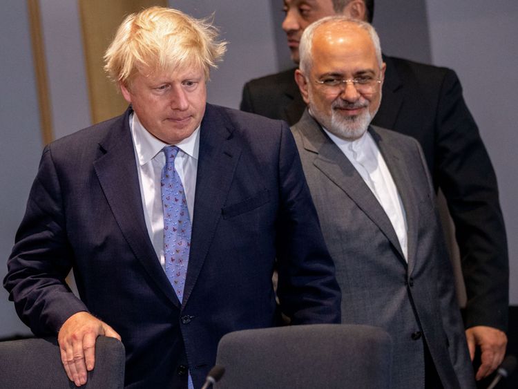 Iran&#39;s Foreign Minister Mohammad Javad Zarif and Britain&#39;s Foreign Secretary Boris Johnson