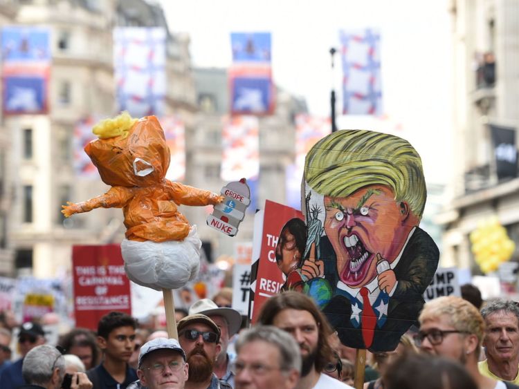 Trump protesters in London