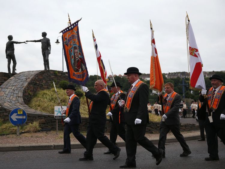 Orange Order parades were held across Northern Ireland to commemorate the Battle of the Boyne in 1690