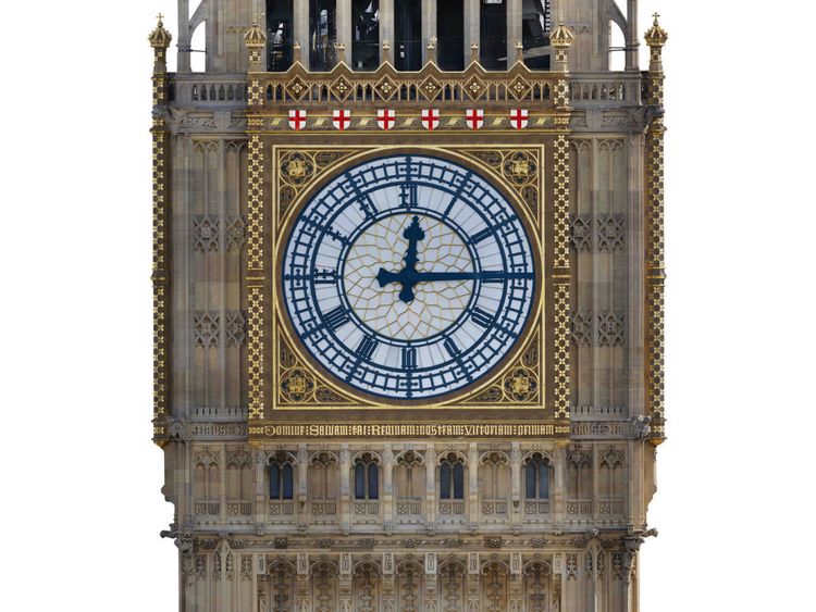 Artist&#39;s impression issued by the UK Parliament of a proposed colour scheme for Big Ben