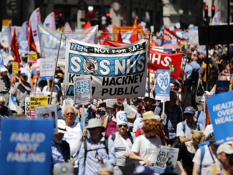 Thousands marched on Westminster in support of healthcare