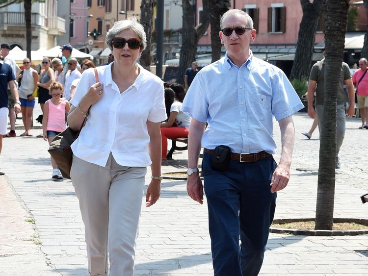 Prime Minister Theresa May and her husband Philip visit Desenzano del Garda in Italy, during their summer holiday