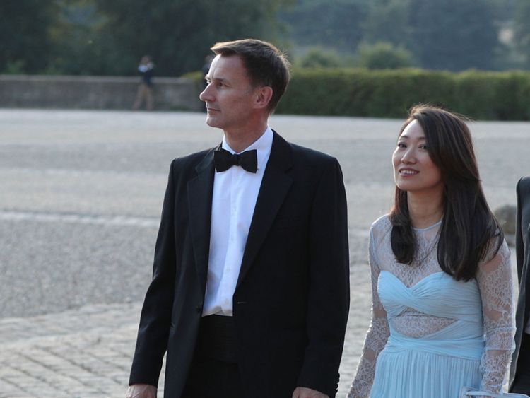 Jeremy Hunt and wife Lucia at Blenheim Palace for Donald Trump visit