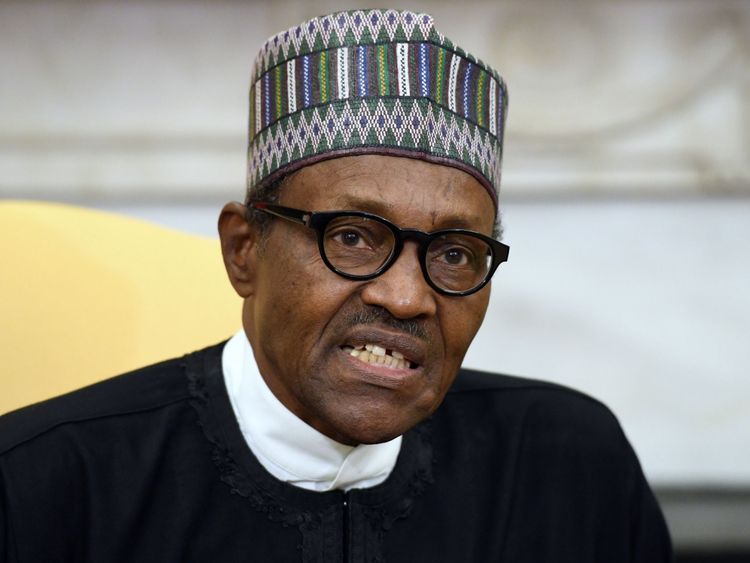 WASHINGTON, DC - APRIL 30: (AFP OUT) Nigerian President Muhammadu Buhari speaks during a meeting with US President Donald Trump in the Oval Office of the White House on April 30, 2018 in Washington, DC. The two leaders are scheduled to discuss a range of bilateral issues and hold a joint press conference later in the day. (Photo by Olivier Douliery-Pool/Getty Images)