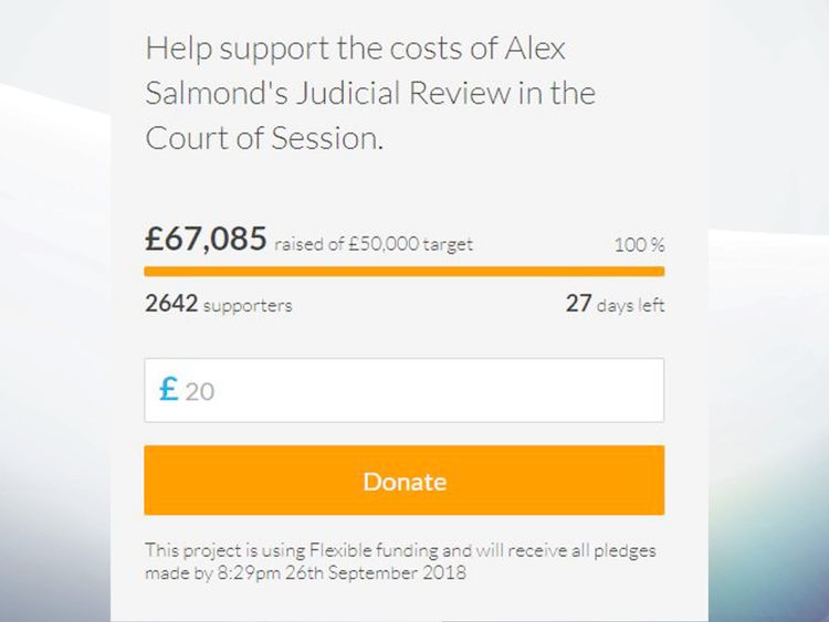 Crowdfunder set up by Alex Salmond