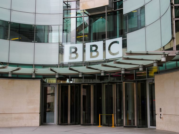 The outside of a BBC building in central London