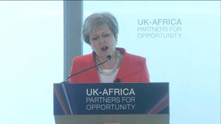 The Prime Minister spoke on her first of three days on a tour of Africa 