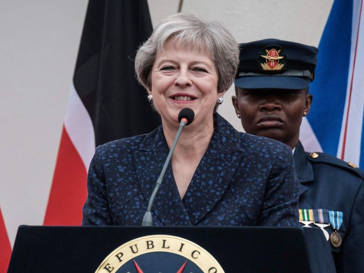 Theresa May spoke in Nairobi, Kenya, during her tour of Africa
