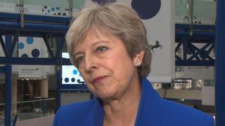 Theresa May talking to camera about Brexit.
