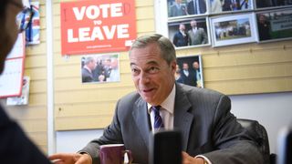 Former Ukip leader Nigel Farage at the party&#39;s local office in Thurrock during a General Election campaign visit