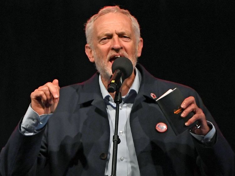  Labour Party leader Jeremy Corbyn speaks at a conference Rally in Liverpool