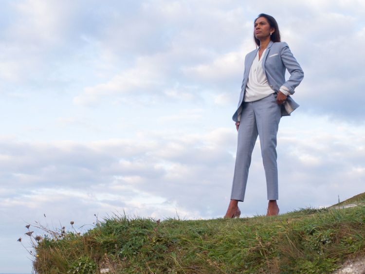 Gina Miller posing on the White Cliffs of Dover