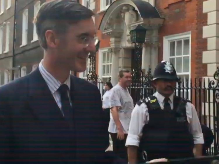 Jacob Rees-Mogg outside his Westminster home