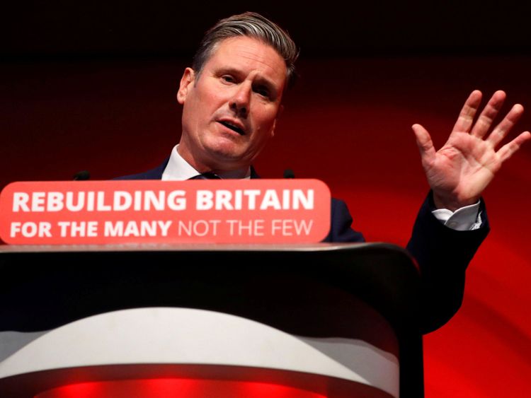 Shadow Secretary of State for Exiting the European Union Keir Starmer delivers his keynote address