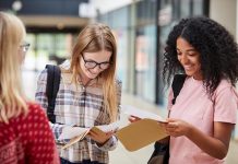 Students receiving exam results